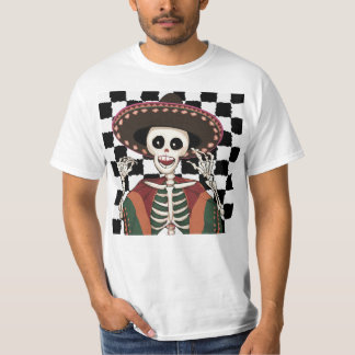 Geruite Cinco De Mayo schedel Poncho Sombrero idee T-shirt
