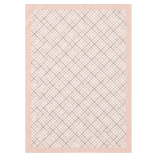 Geruite Coral Peach Grijs tafelkleed met stijl (Voorkant)