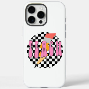 Geruite docenten shirt, retro potlood leraren shir iPhone 16 pro max hoesje