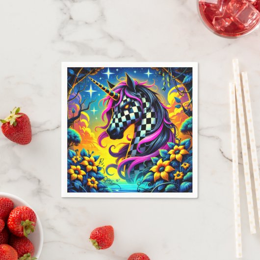 geruite eenhoorn servet (Insitu)