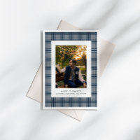 Geruite Elegante Foto Afstudeer Uitnodiging