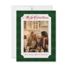 Geruite Flanellen Familie Foto Kerst Vakantiekaart