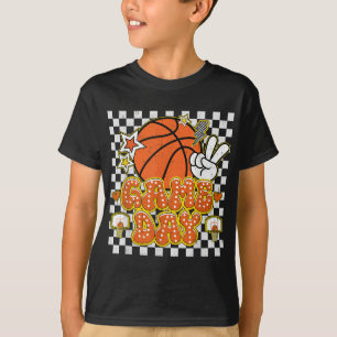 Geruite Game Day Schattigee Coquette Bow Basketbal T-shirt