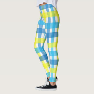 Geruite gele blauwe & witte leggingen leggings