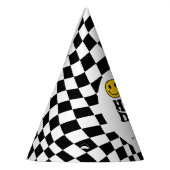 Geruite gele Preppy Smile 1e Verjaardag Custom Feesthoedjes (Links)