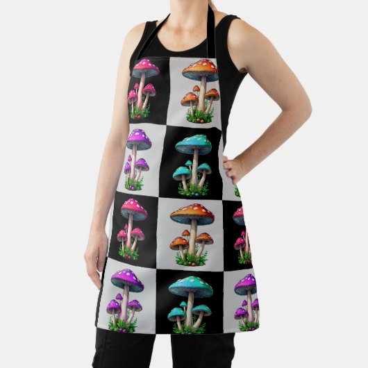 Geruite geometrische paddenstoel schort (Insitu)