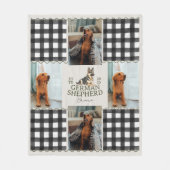 Geruite Gingham Duitse Herder Pet Four Foto Fleece Deken (Voorkant)