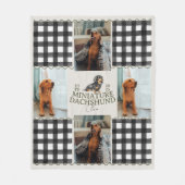 Geruite Gingham teckel Pet Four foto Fleece Deken (Voorkant)