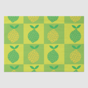 Geruite Groene en Gele Citroenen Patroon Tissuepapier