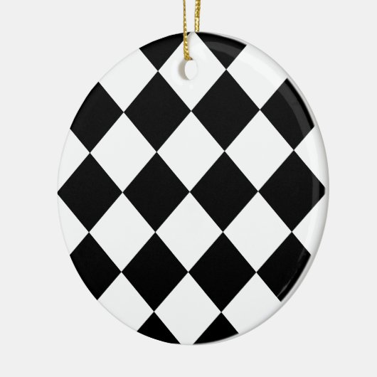 Geruite Groot van Diag - Wit en Zwarte Keramisch Ornament (Links)