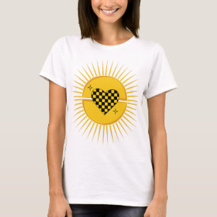 Geruite Hart van de Gouden Zon T-shirt vrouwen