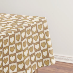 Geruite harten in blonde crème tafelkleed