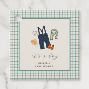 geruite jongenskleren Baby shower Bedankjes Labels
