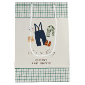 geruite jongenskleren Baby shower Medium Cadeauzakje (Achterkant)