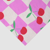 Geruite kersen op roze verwrongen dambord tissuepapier (Detail)