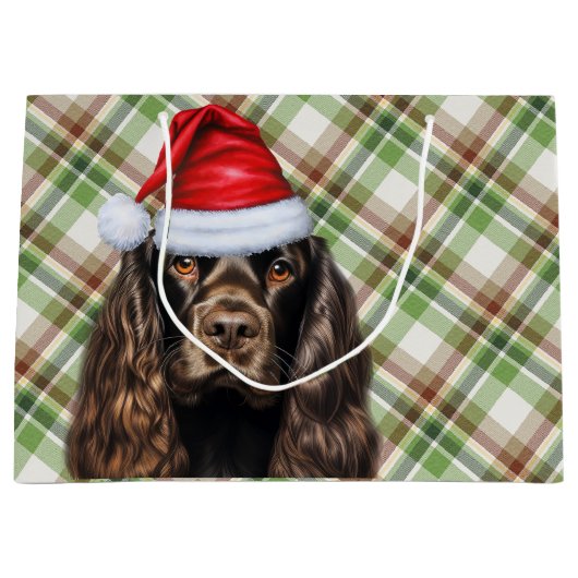 Geruite Kerst Chocolade Cocker Spaniel Hond Groot Cadeauzakje (Voorkant)