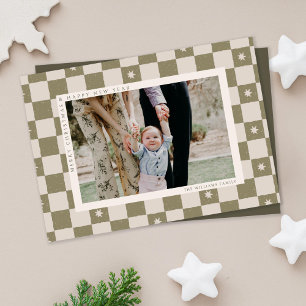 Geruite Kerst Foto Vakantiewenskaart Feestdagenkaart