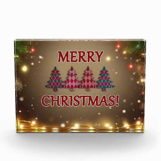 Geruite kerstbomen fotoblokken (Voorkant)