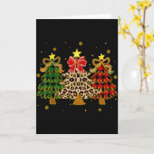 Geruite Kerstbomen Rood Groen Geruit Luipaard  Kaart (Gele Bloem)