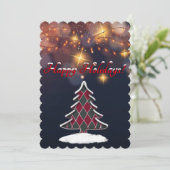 Geruite kerstboom Flat Holiday Kaart (Staand voorkant)