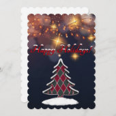 Geruite kerstboom Flat Holiday Kaart (Voorkant / Achterkant)