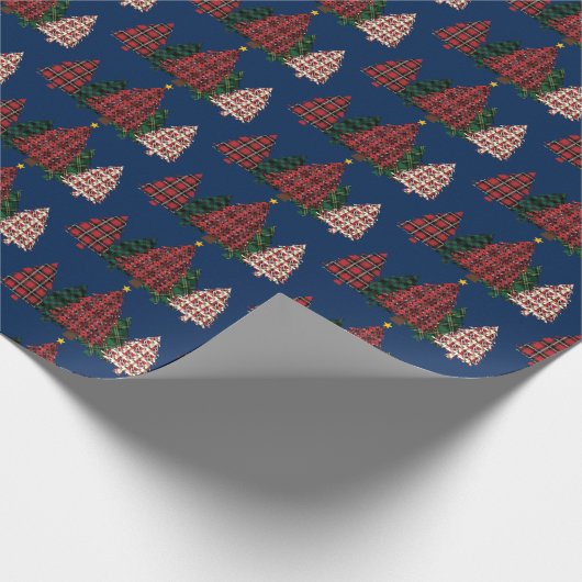 geruite kerstboom inpakpapier (Hoek)