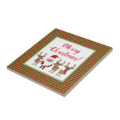 Geruite Kerstmis Custom Kerstman Rendier Tegeltje (Zijkant)