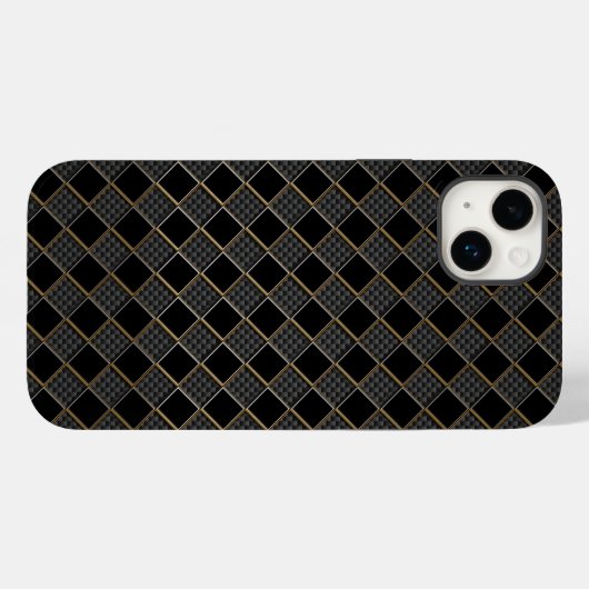 Geruite koolstofvezel gouden rand automobiel Case-Mate iPhone case (Achterkant (horizontaal))