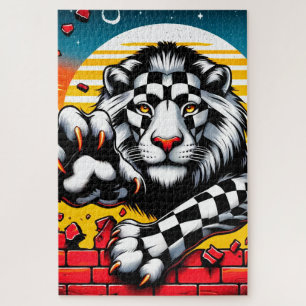 geruite leeuw legpuzzel