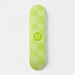 Geruite Liefde in Lime Groen en Wit Monogram Skateboard