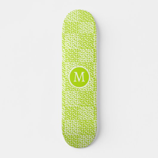 Geruite Liefde in Lime Groen en Wit Monogram Skateboard (Voorkant)