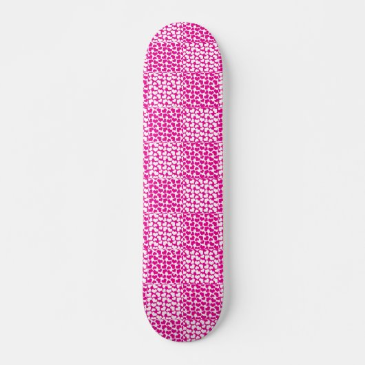 Geruite Liefde in Magenta en Wit Skateboard (Voorkant)