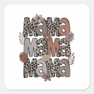 Geruite Luipaard Race Grappig Mama Race Mama Vierkante Sticker