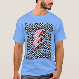 Geruite Mama Racing Verjaardag Party Race Pit Crew T-shirt