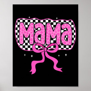 Geruite mama schattige roze coquette strik moeder poster