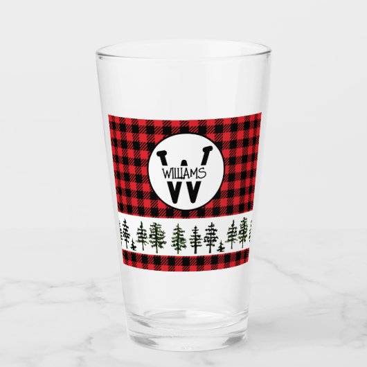 Geruite Monogram Glazen Tumbler (Voorkant)