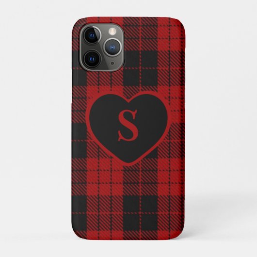 Geruite Monogram Kerst Rode Buffel Plaid Case-Mate iPhone Case (Achterkant)