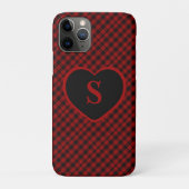 Geruite Monogram Kerst Rode Buffel Plaid Case-Mate iPhone Case (Achterkant)