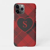 Geruite Monogram Kerst Rode Buffel Plaid iPhone Hoesje (Achterkant)