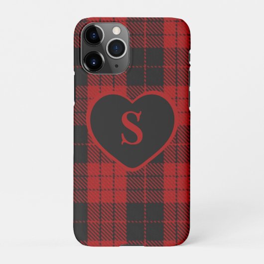 Geruite Monogram Kerst Rode Buffel Plaid iPhone Hoesje (Achterkant)
