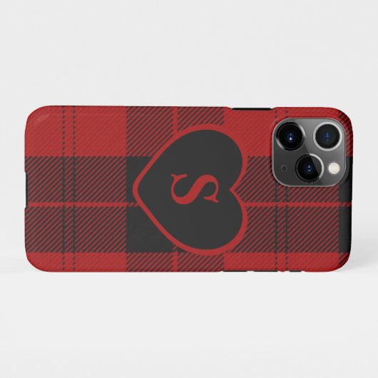 Geruite Monogram Kerst Rode Buffel Plaid iPhone Hoesje (Achterkant horizontaal)