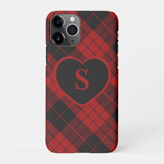 Geruite Monogram Kerst Rode Buffel Plaid iPhone Hoesje (Achterkant)