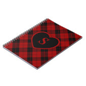 Geruite Monogram Kerst Rode Buffel Plaid Notitieboek (Linkerzijde)