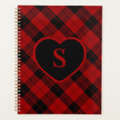 Geruite Monogram Kerst Rode Buffel Plaid Planner (Voorkant)
