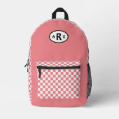 Geruite Monogram Witte en Roze Rugzak (Voorkant)