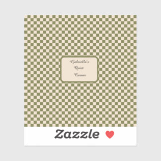 Geruite Mos Groen en Beige Rustige Hoek Quote Sticker