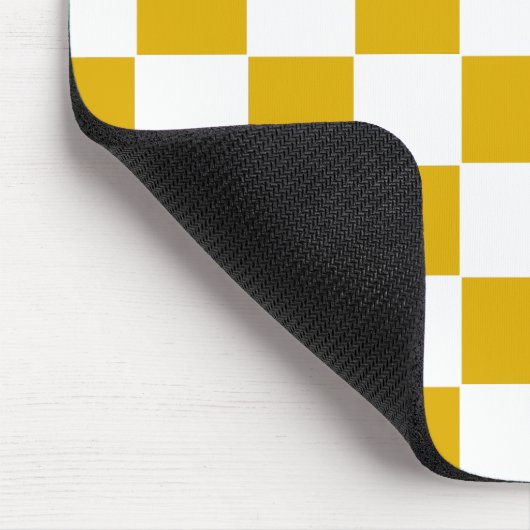 Geruite mosterd geel en wit muismat (Hoek)