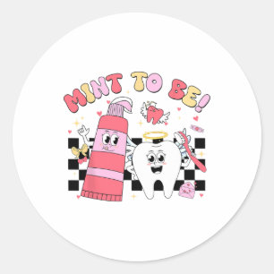 Geruite munt om tandarts Mannen vrouwen Valentijn Ronde Sticker