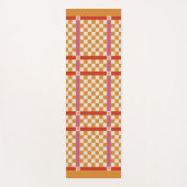 Geruite naam Initiaal Monogram Rood, Goud & Roze Yogamat (Voorkant)