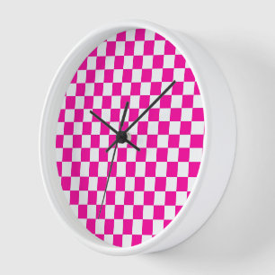 Geruite neon roze en wit